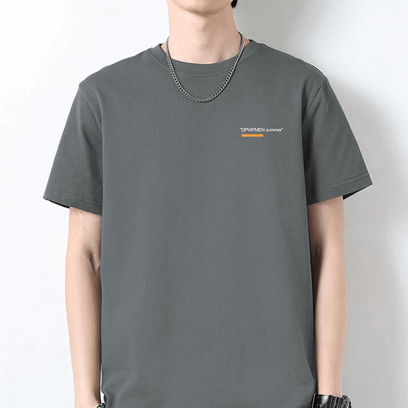 卡帝樂鱷魚（CARTELO）短袖T恤男夏季純色短袖男士寬鬆上衣圓領體恤男裝 深灰色 XL